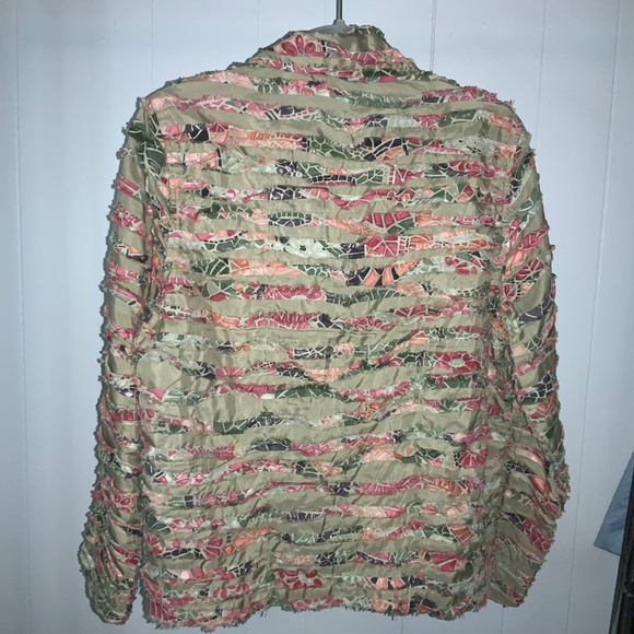 Life Style vintage beaded button front jacket Sz L lined art to wear dimensional - Picture 4 of 4